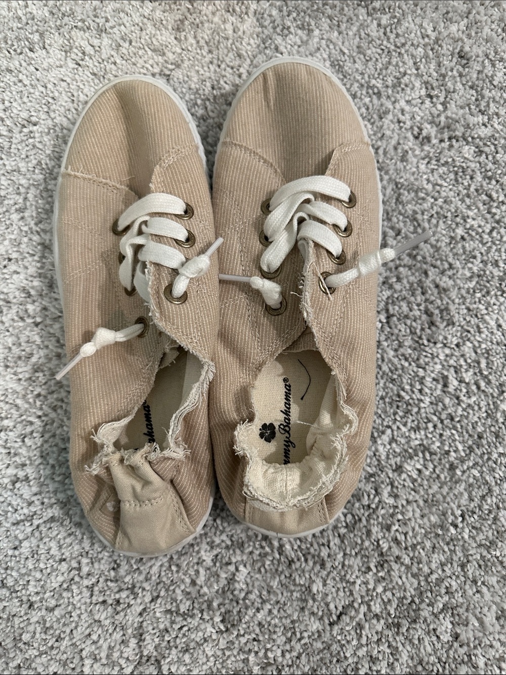 Tommy Bahama Beige Canvas Slip-On Sneakers